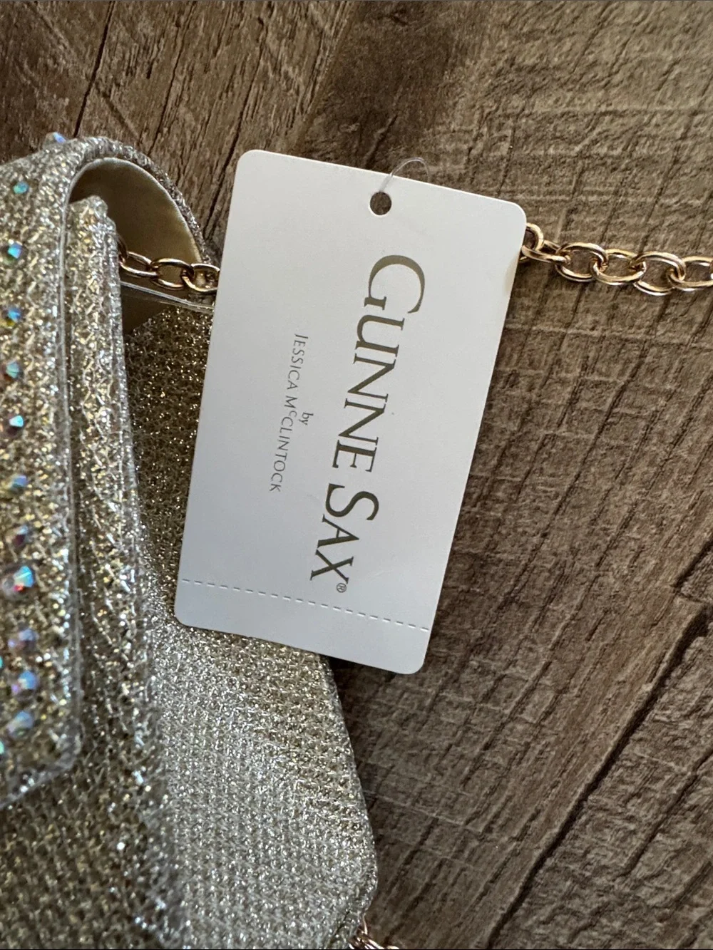 Gunne Sax Gold Crystal-Embellished Evening Clutch